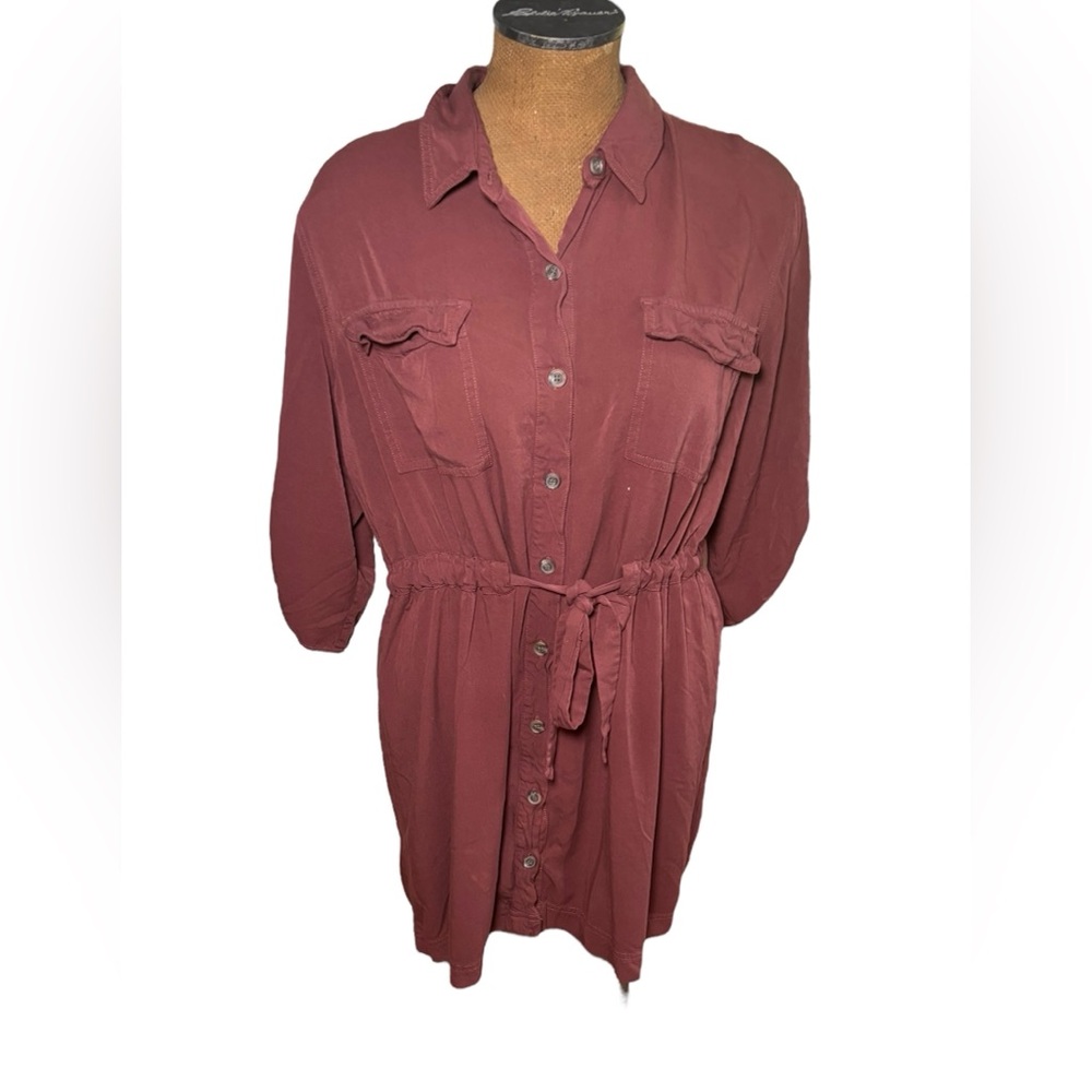 a.n.a Women's Button-Down Shirt Dress in Terracotta